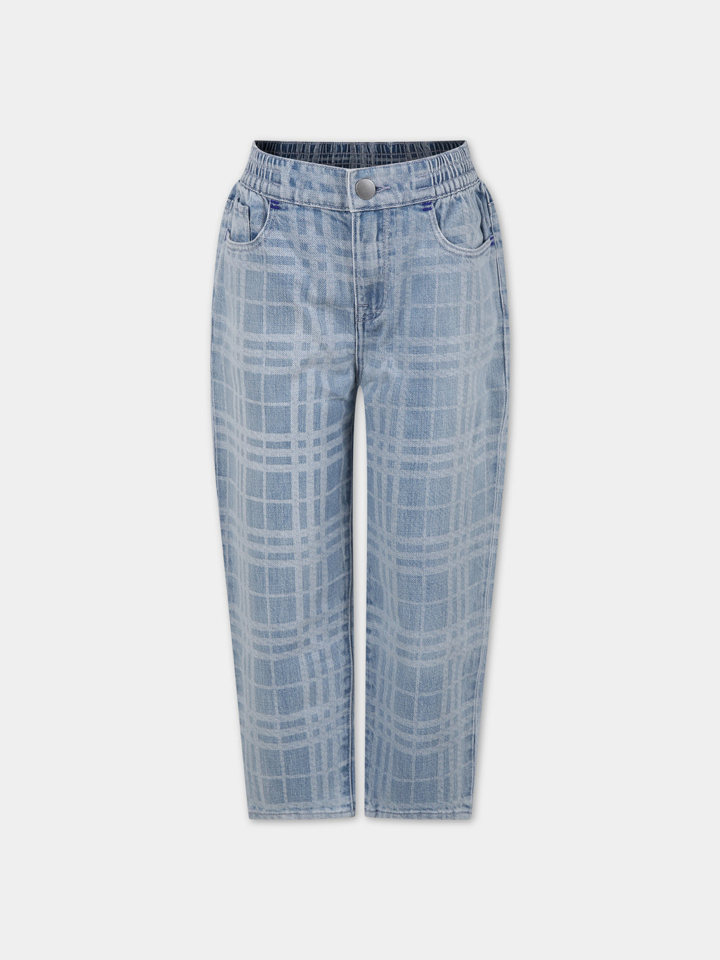 Denim jeans for boy with iconic all-over check